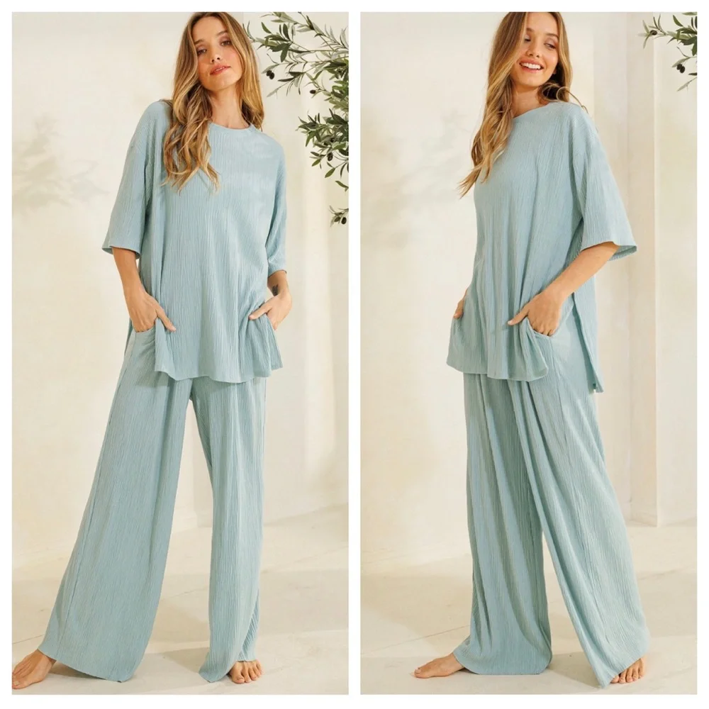 21 Boho Chic 2 Piece Set Wide leg Pants and Tunic top - Picture 4 of 5